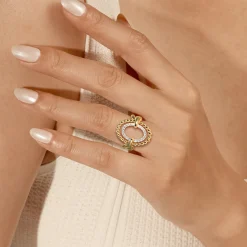 Discount Gabriel & Co. 14K Yellow Gold Bujukan Diamond Oval Fashion Ring