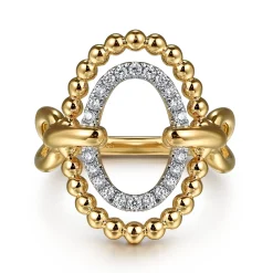 Discount Gabriel & Co. 14K Yellow Gold Bujukan Diamond Oval Fashion Ring