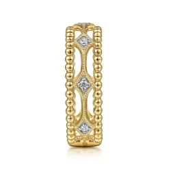 New Gabriel & Co. 14K Yellow Gold Bujukan Diamond Stations Easy Stackable Ring