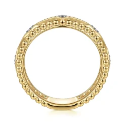 New Gabriel & Co. 14K Yellow Gold Bujukan Diamond Stations Easy Stackable Ring