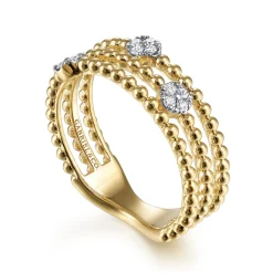 Sale Gabriel & Co. 14K Yellow Gold Bujukan Diamond Cluster Stations Easy Stackable Ring
