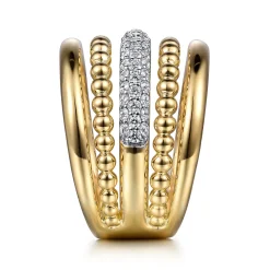 Online Gabriel & Co. 14K Yellow Gold Bujukan Diamond Ladies Easy Stackable Ring