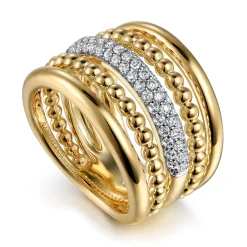 Online Gabriel & Co. 14K Yellow Gold Bujukan Diamond Ladies Easy Stackable Ring