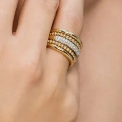 Online Gabriel & Co. 14K Yellow Gold Bujukan Diamond Ladies Easy Stackable Ring