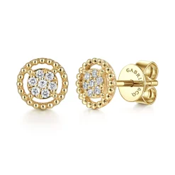 Hot Gabriel & Co. 14K Yellow Gold Bujukan Diamond Cluster Stud Earrings
