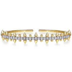 Gabriel & Co. 14K Yellow Gold Bujukan Diamond Spike Flexible Cuff Bracelet
