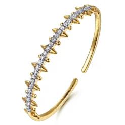 Gabriel & Co. 14K Yellow Gold Bujukan Diamond Spike Flexible Cuff Bracelet