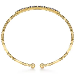 Clearance Gabriel & Co. 14K Yellow Gold Bujukan Diamond and Blue Sapphire Split Bangle