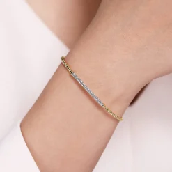Online Gabriel & Co. 14K Yellow Gold Bujukan Diamond Bar Split Bangle