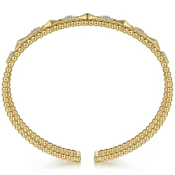 Online Gabriel & Co. 14K Yellow Gold Bujukan Diamond Cluster and Gold Pyramid Cuff Bangle