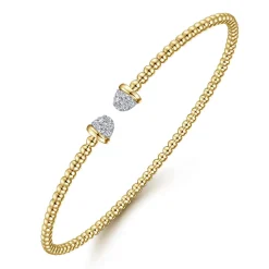 New Gabriel & Co. 14K Yellow Gold Bujukan Diamond Split Bangle