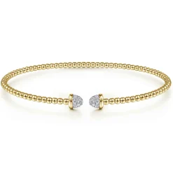 New Gabriel & Co. 14K Yellow Gold Bujukan Diamond Split Bangle