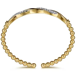 Hot Gabriel & Co. 14K Yellow Gold Bujukan Diamond Twist Split Bangle Bracelet