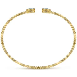 Discount Gabriel & Co. 14K Yellow Gold Bujukan Diamond Halo and Blue Topaz Bangle
