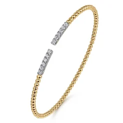 Clearance Gabriel & Co. 14K Yellow Gold Bujukan Diamond Bars Bangle