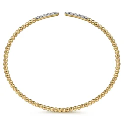 Clearance Gabriel & Co. 14K Yellow Gold Bujukan Diamond Bars Bangle