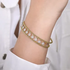 Clearance Gabriel & Co. 14K Yellow Gold Bujukan Diamond Cuff Bangle