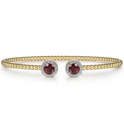 Outlet Gabriel & Co. 14K Yellow Gold Bujukan Diamond Halo and Garnet Bangle