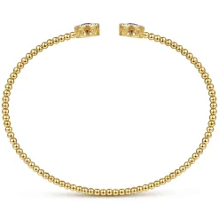 Outlet Gabriel & Co. 14K Yellow Gold Bujukan Diamond Halo and Garnet Bangle