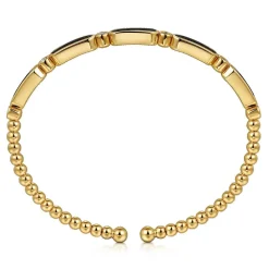 Discount Gabriel & Co. 14K Yellow Gold Bujukan Diamond and Onyx Cuff Bangle Bracelet