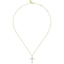 Sale Gabriel & Co. 14K Yellow Gold Bujukan Diamond Cross Pendant Necklace