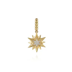Discount Gabriel & Co. 14K Yellow Gold Bujukan Diamond Starburst Medallion Pendant With Detachable Bail