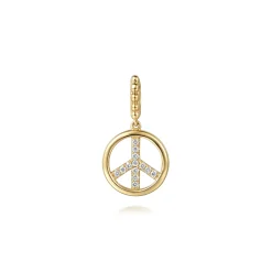 Best Gabriel & Co. 14K Yellow Gold Bujukan Diamond Peace Charm With Detachable Bail