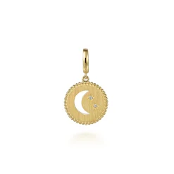 Online Gabriel & Co. 14K Yellow Gold Bujukan Diamond Moon and Star Medallion Pendant With Detachable Bail