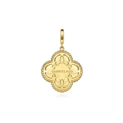 Outlet Gabriel & Co. 14K Yellow Gold Bujukan Diamond Cut Diamond Clover Medallion Pendant With Detachable Bail