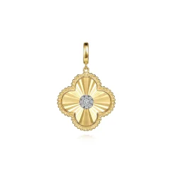 Outlet Gabriel & Co. 14K Yellow Gold Bujukan Diamond Cut Diamond Clover Medallion Pendant With Detachable Bail