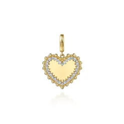 Outlet Gabriel & Co. 14K Yellow Gold Bujukan Diamond 18mm Heart Medallion Pendant With Detachable Bail