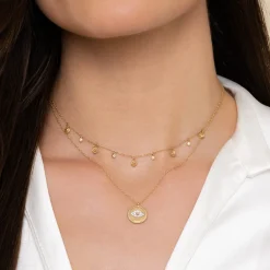 Gabriel & Co. 14K Yellow Gold Bujukan Diamond Evil Eye Medallion Necklace