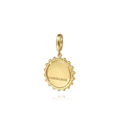 Hot Gabriel & Co. 14K Yellow Gold Bujukan Diamond 18mm Round Shape Personalize Medallion Pendant With Detachable Bail