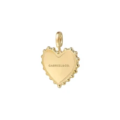 Best Gabriel & Co. 14K Yellow Gold Bujukan Diamond 24mm Heart Medallion PendantWith Detachable Bail