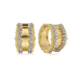 Sale Gabriel & Co. 14K Yellow Gold Bujukan Diamond Huggie Earrings