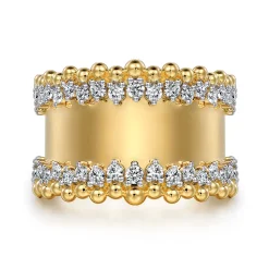 Hot Gabriel & Co. 14K Yellow Gold Bujukan Diamond Wide Band Ring