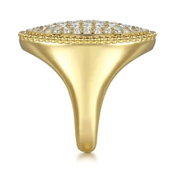 Gabriel & Co. 14K Yellow Gold Bujukan Diamond Elongated Oval Signet Ring