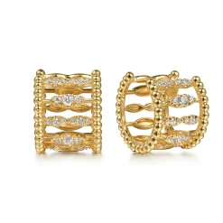 Best Gabriel & Co. 14K Yellow Gold Bujukan Diamond Huggie Earrings