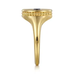 Outlet Gabriel & Co. 14K Yellow Gold Bujukan Diamond and Sapphire Evil Eye Signet Ladies Ring