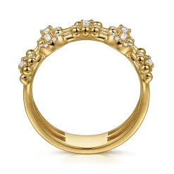 Clearance Gabriel & Co. 14K Yellow Gold Bujukan Diamond Cluster Wide Band Ring