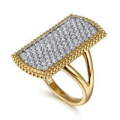 Sale Gabriel & Co. 14K Yellow Gold Bujukan Diamond Cluster Signet Ring