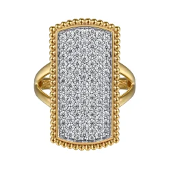 Sale Gabriel & Co. 14K Yellow Gold Bujukan Diamond Cluster Signet Ring