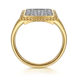 Sale Gabriel & Co. 14K Yellow Gold Bujukan Diamond Cluster Signet Ring