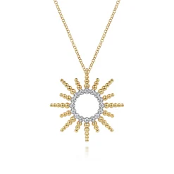 Hot Gabriel & Co. 14K Yellow Gold Bujukan Diamond Sunburst Pendant Necklace