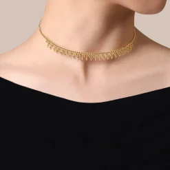 Sale Gabriel & Co. 14K Yellow Gold Bujukan Drop Choker Necklace