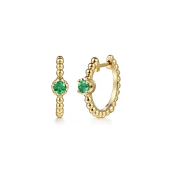 Best Gabriel & Co. 14K Yellow Gold Bujukan Emerald 15mm Huggie Earrings