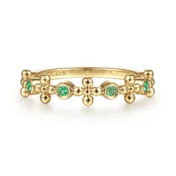 Gabriel & Co. 14K Yellow Gold Bujukan Emerald Stackable Ring