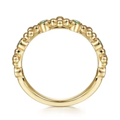 Gabriel & Co. 14K Yellow Gold Bujukan Emerald Stackable Ring