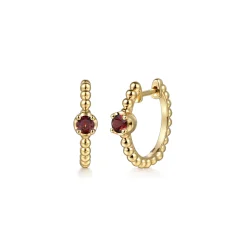 Clearance Gabriel & Co. 14K Yellow Gold Bujukan Garnet 15mm Huggie Earrings