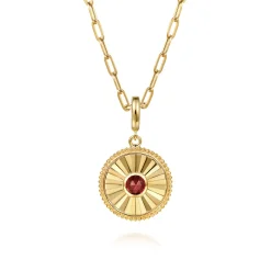 Sale Gabriel & Co. 14K Yellow Gold Bujukan Garnet Medallion Pendant With Detachable Bail